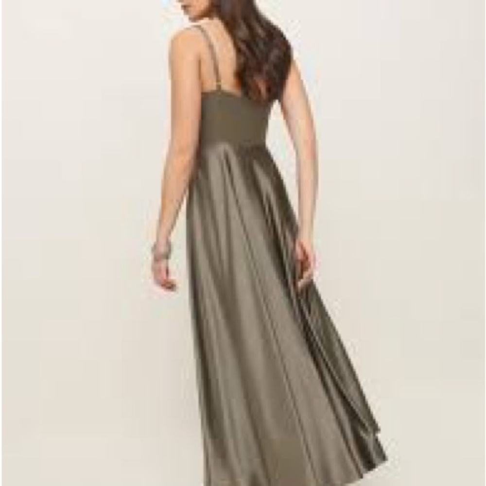 Reformation Gracen Satin Dress Taupe New With Tags - Picture 3 of 10